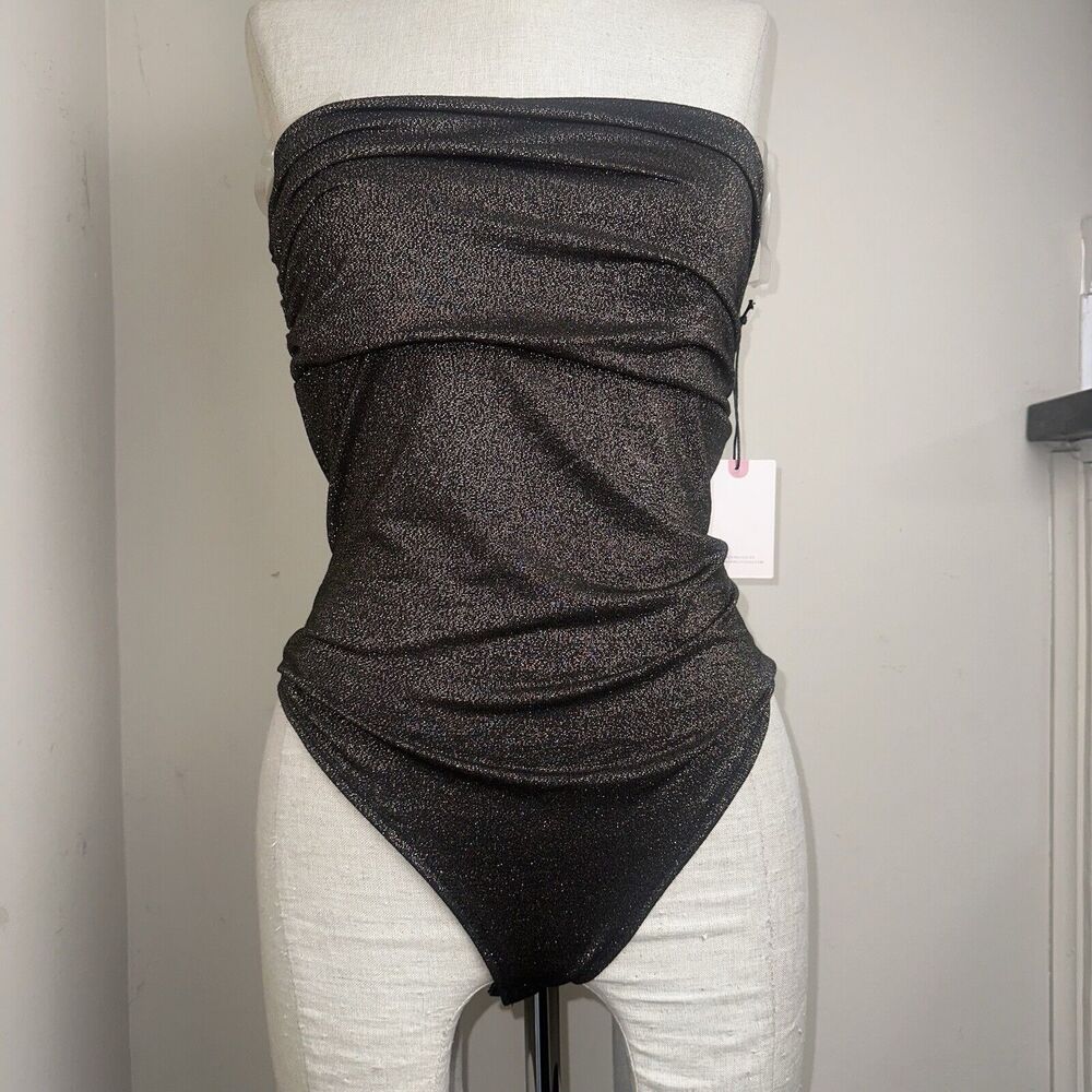 NWT Sincerely June Strapless Halter Style Metallic Body Suit Size Medium NEW